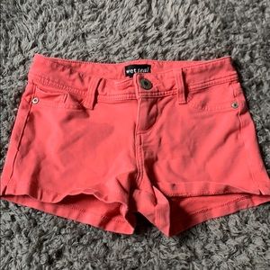 Cute and and tight coral jean shorts